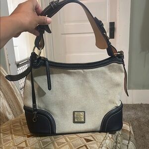 Dooney & Bourke Black and Cream Shoulder Bag with Hobo Design
